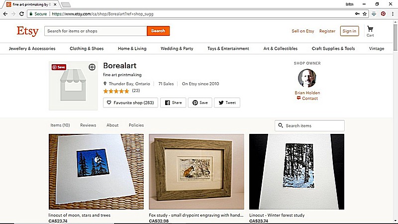 Borealart Etsy Homepage