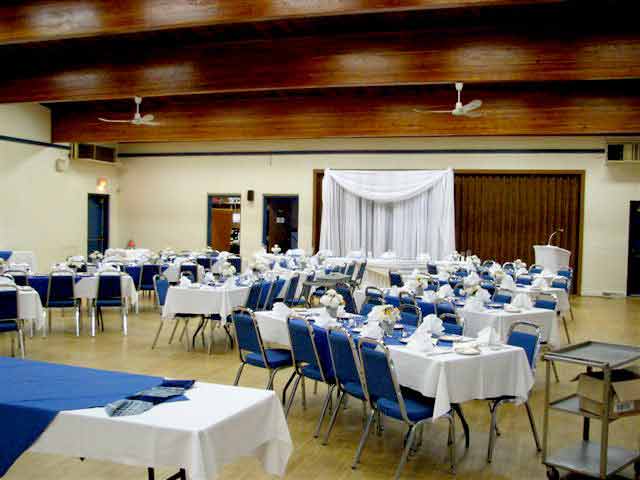 Main Hall set for a wedding